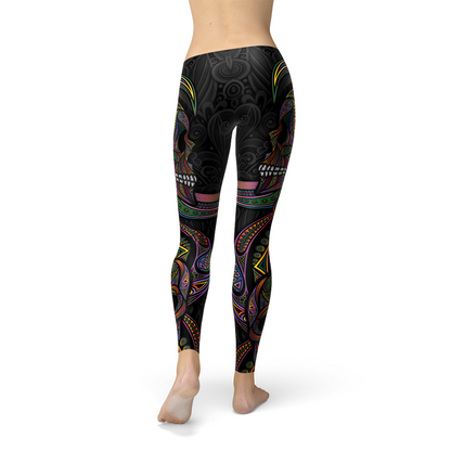 Leggings con calaveras de azúcar para mujer