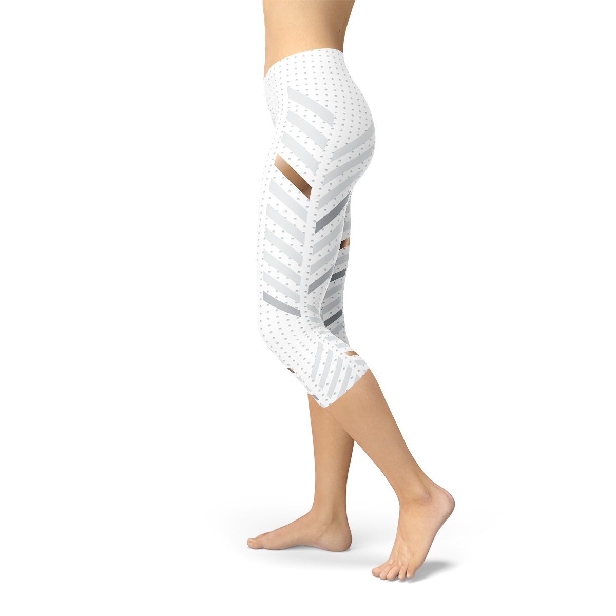 Mallas capri blancas a rayas para mujer