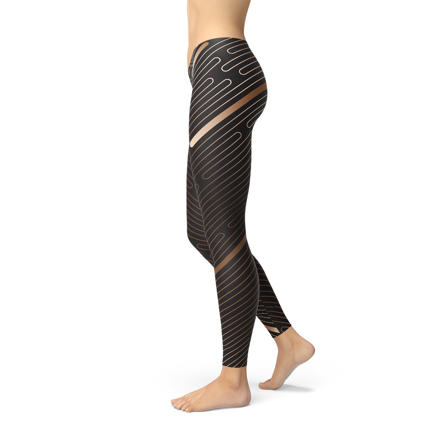 Leggings deportivos marrones de mujer con rayas