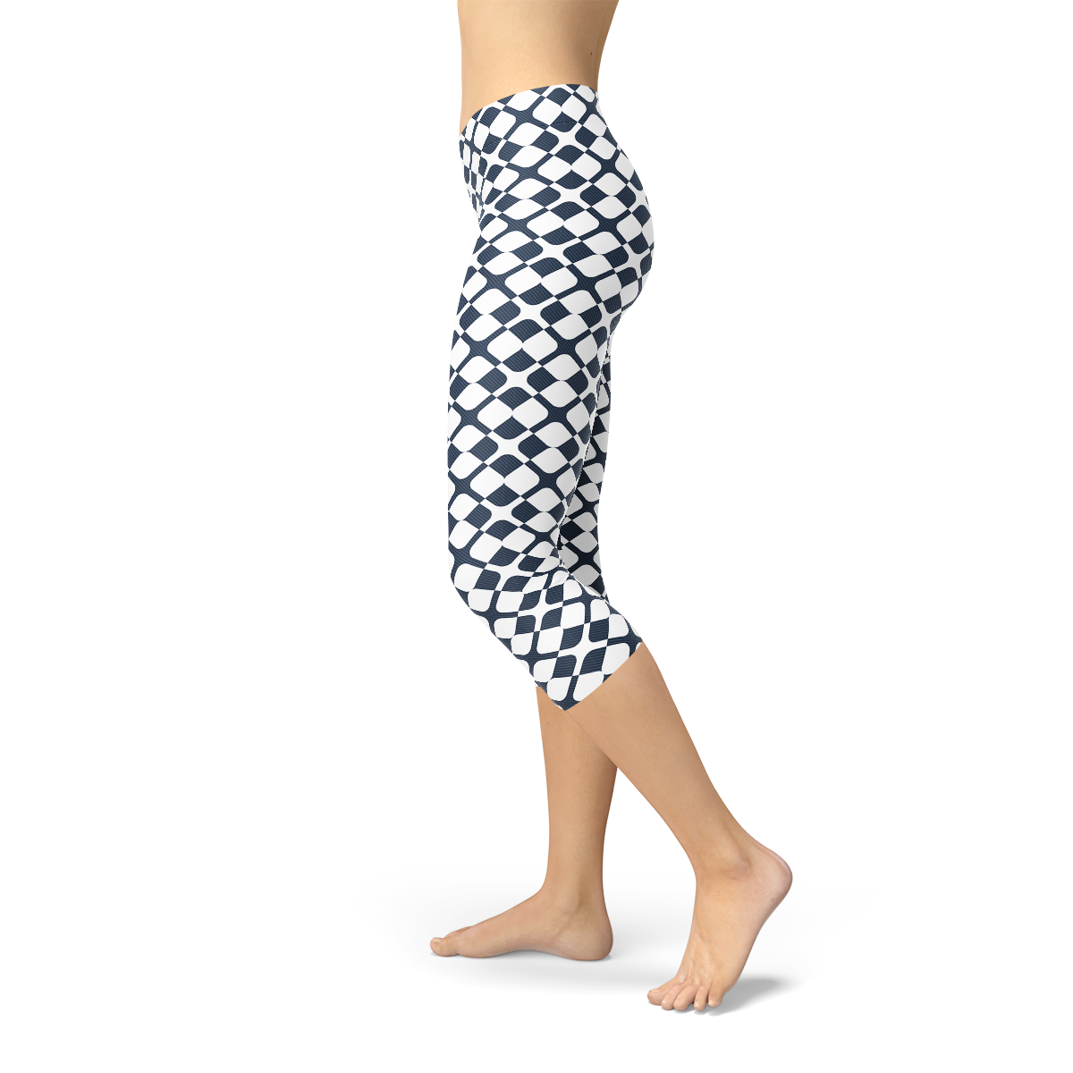 Mallas Capri Geométricas de Azulejos Azules para Mujer