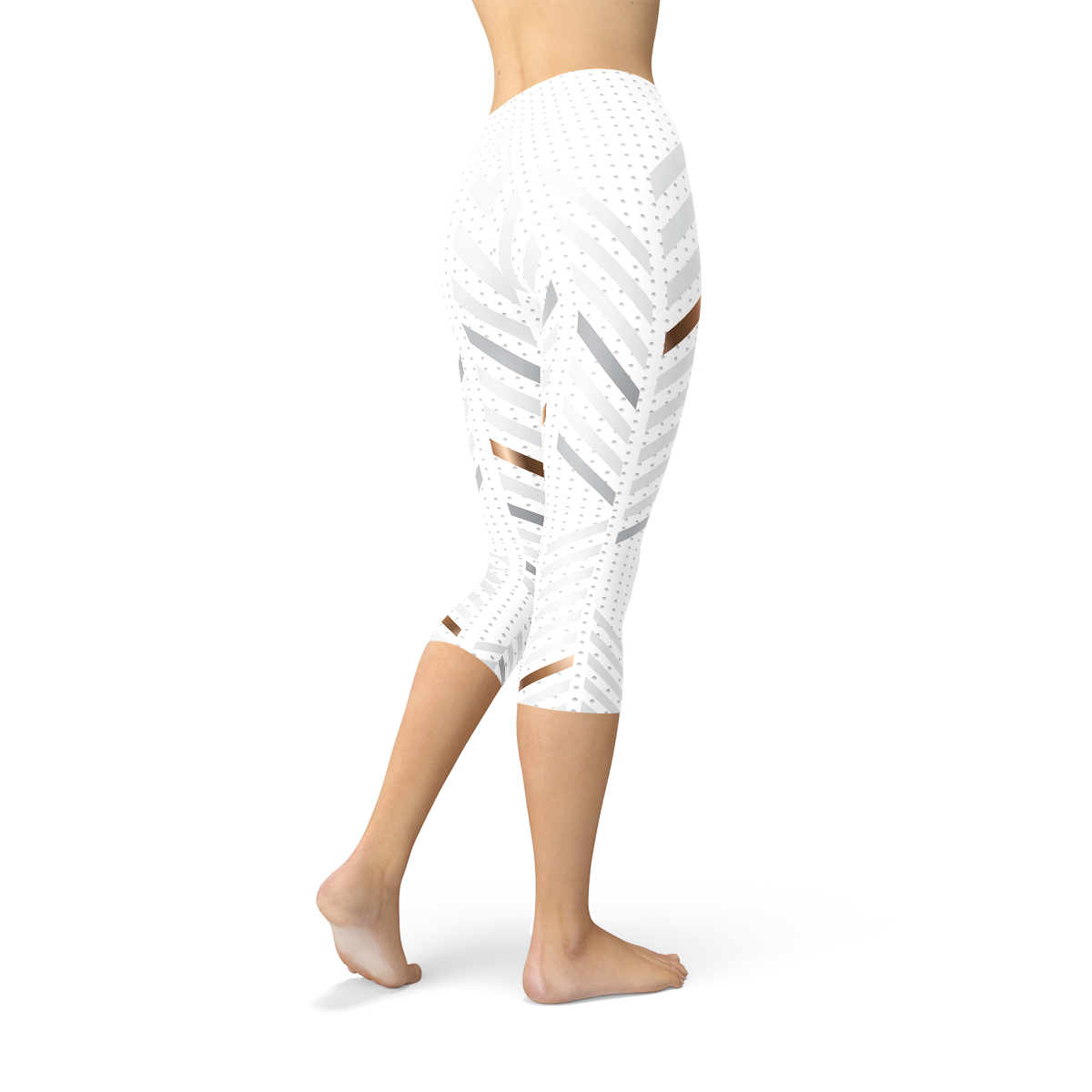 Mallas capri blancas a rayas para mujer