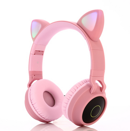 Auriculares inalámbricos plegables Bluetooth con orejas de gato y supergraves