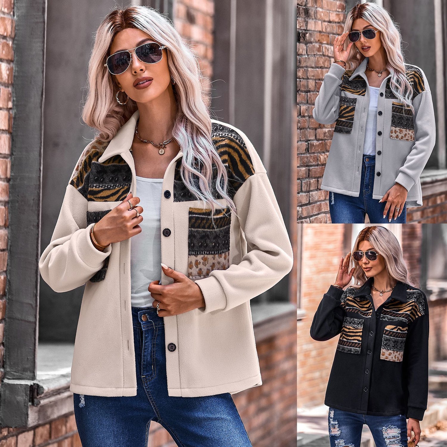 Americana extragrande con estampado de parches – Edición de lujo 25