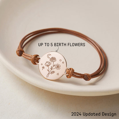 Pulsera con flores de nacimiento combinadas, Regalo de flor de nacimiento, Pulsera para mamá