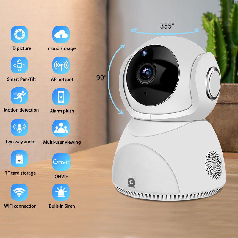 Cámara Wifi Inalámbrica PTZ Panorámica 360° con Cámara HD 1080P