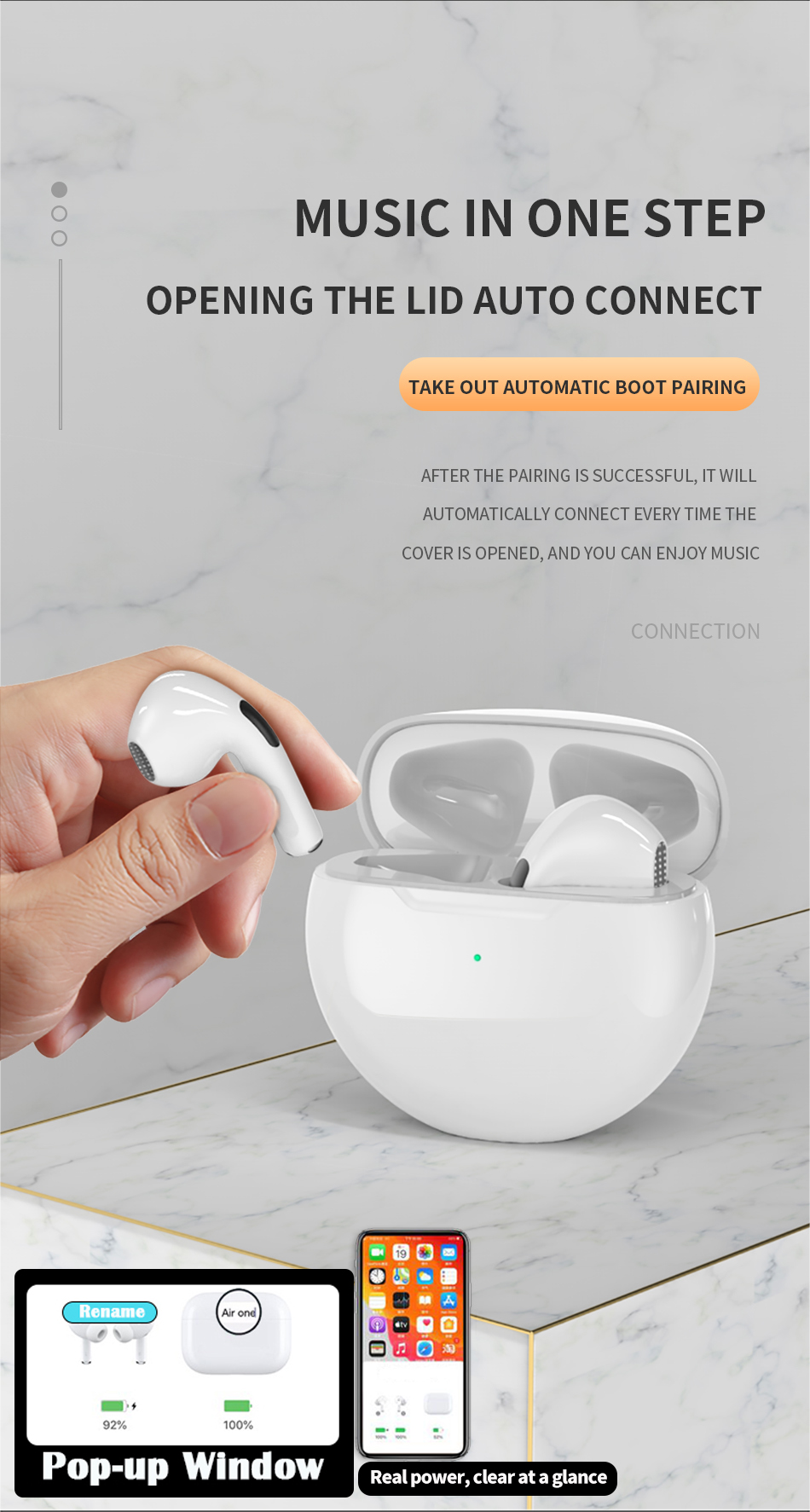 Auriculares inalámbricos TWS con micrófono para iPhone de Apple y Huawei