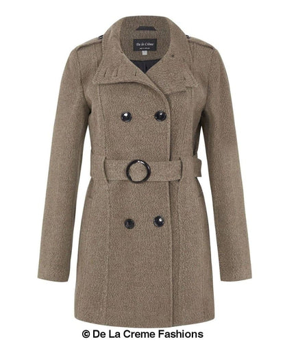 De La Creme - Abrigo de mujer estilo militar con cinturón