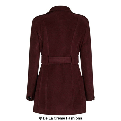 De La Creme - Abrigo de mujer estilo militar con cinturón