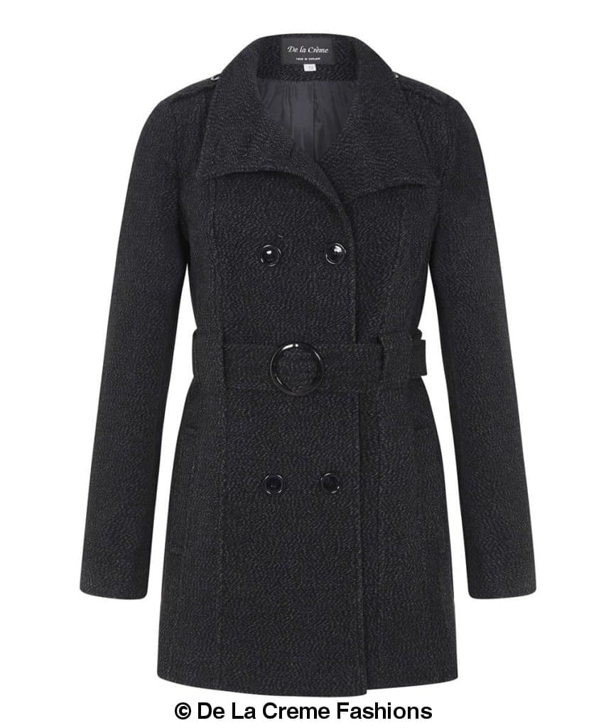 De La Creme - Womens Military Style Belted Coat