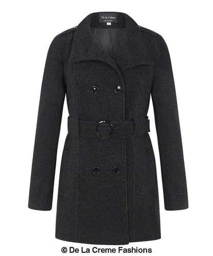 De La Creme - Abrigo de mujer estilo militar con cinturón