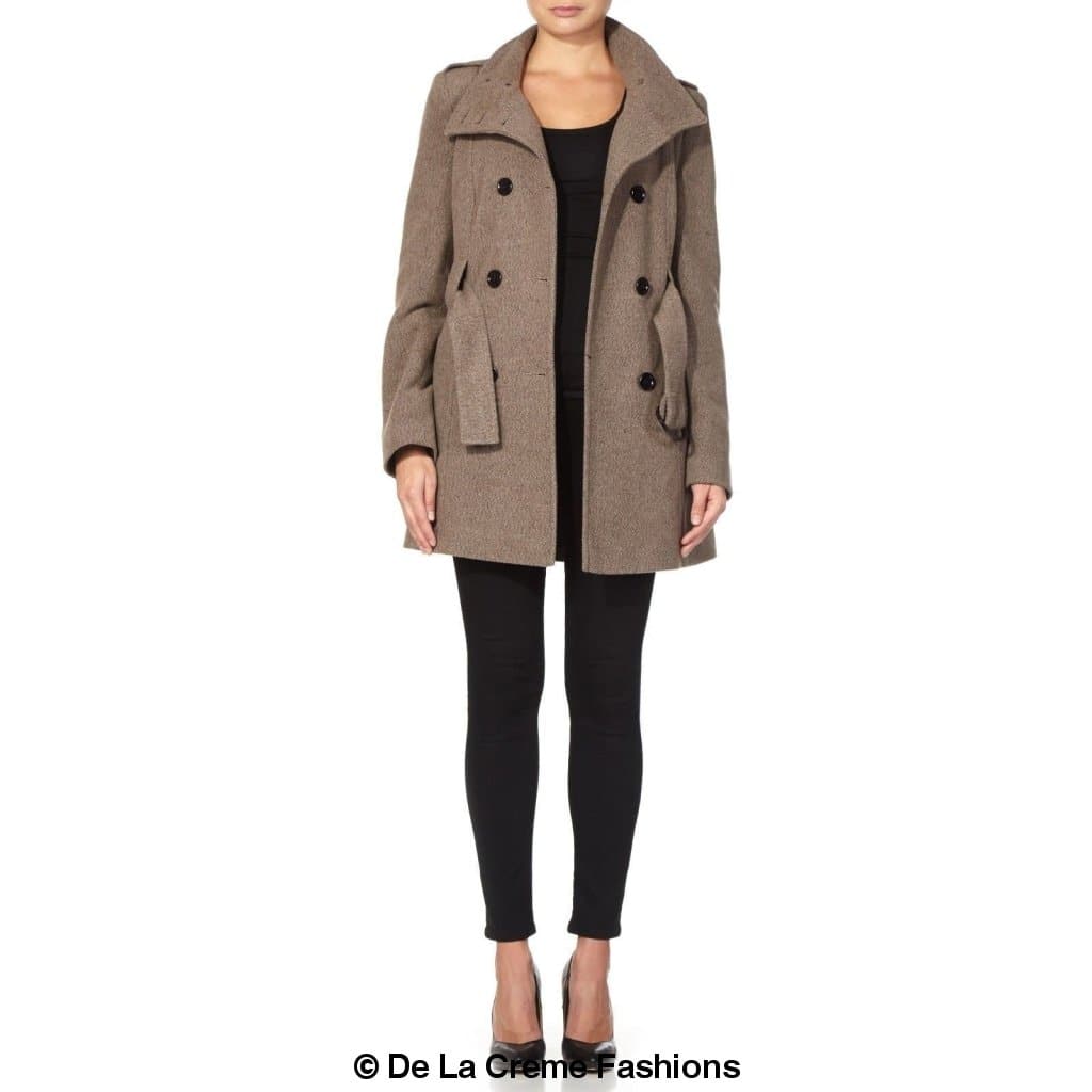 De La Creme - Womens Military Style Belted Coat
