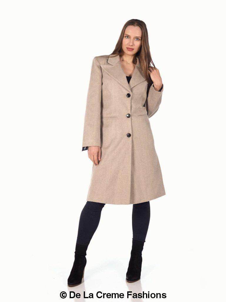 De La Creme - Abrigo largo de invierno de mezcla de mohair para mujer