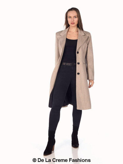 De La Creme - Abrigo largo de invierno de mezcla de mohair para mujer