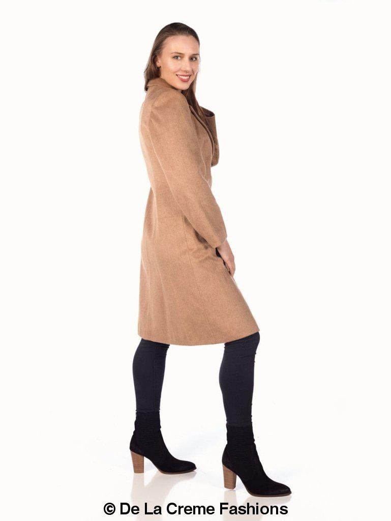 De La Creme - Abrigo largo de invierno de mezcla de mohair para mujer