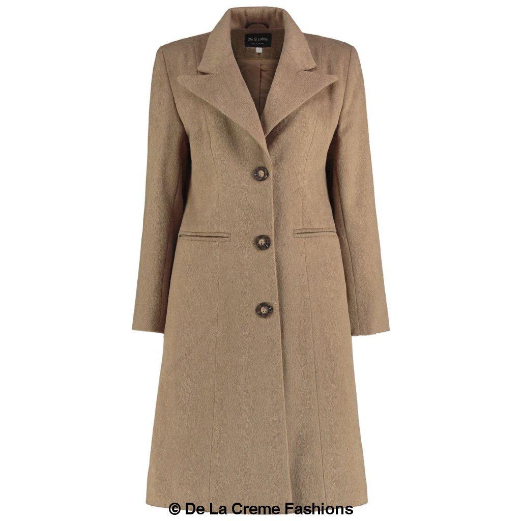 De La Creme - Abrigo largo de invierno de mezcla de mohair para mujer