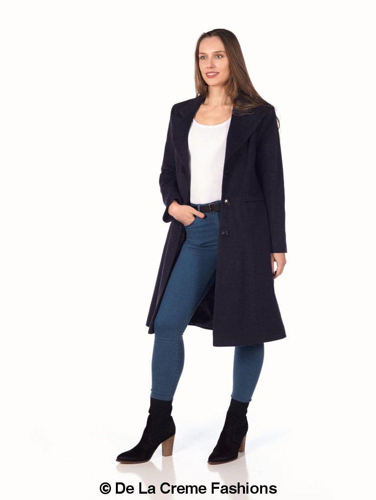 De La Creme - Abrigo largo de invierno de mezcla de mohair para mujer