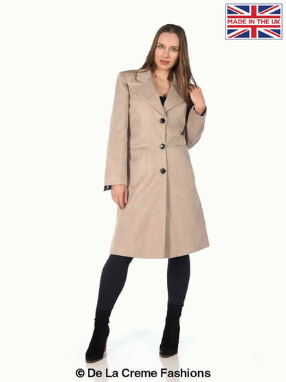 De La Creme - Abrigo largo de invierno de mezcla de mohair para mujer