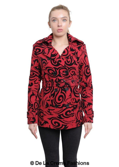 De La Creme - Abrigo corto cruzado con estampado tribal para mujer