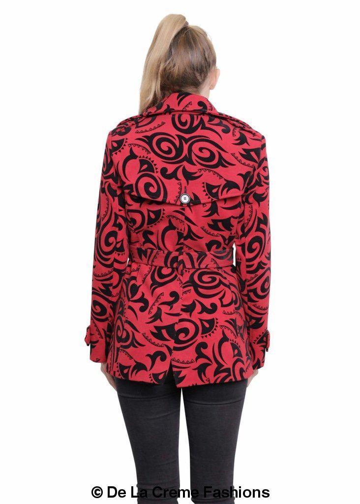 De La Creme - Abrigo corto cruzado con estampado tribal para mujer