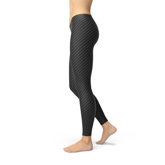 Leggings negros de fibra de carbono para mujer