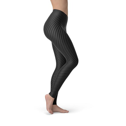 Leggings negros de fibra de carbono para mujer