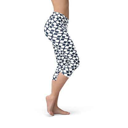 Mallas Capri Geométricas de Azulejos Azules para Mujer