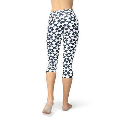 Mallas Capri Geométricas de Azulejos Azules para Mujer