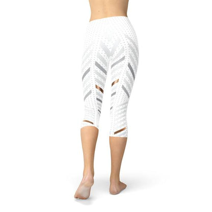 Mallas capri blancas a rayas para mujer