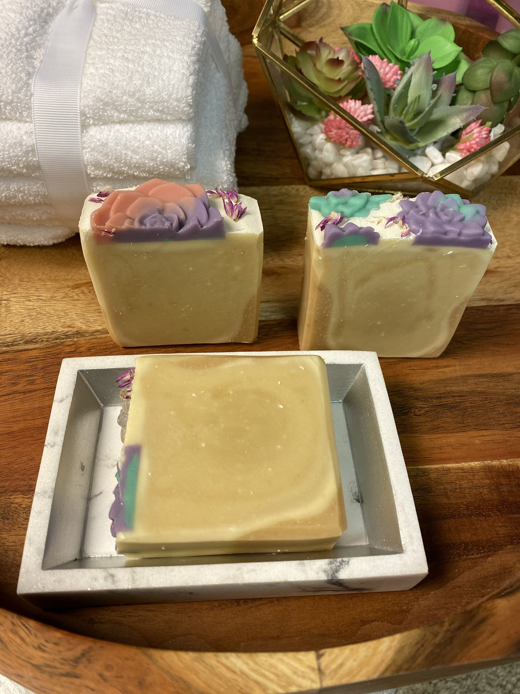 Soothing Goats Milk Peach Succulent Soap
