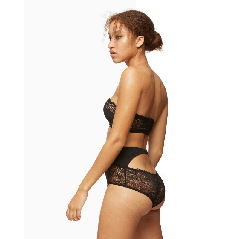 Sujetador Largo sin Tirantes con Relleno y Encaje Escape Negro | Blush Lingerie
