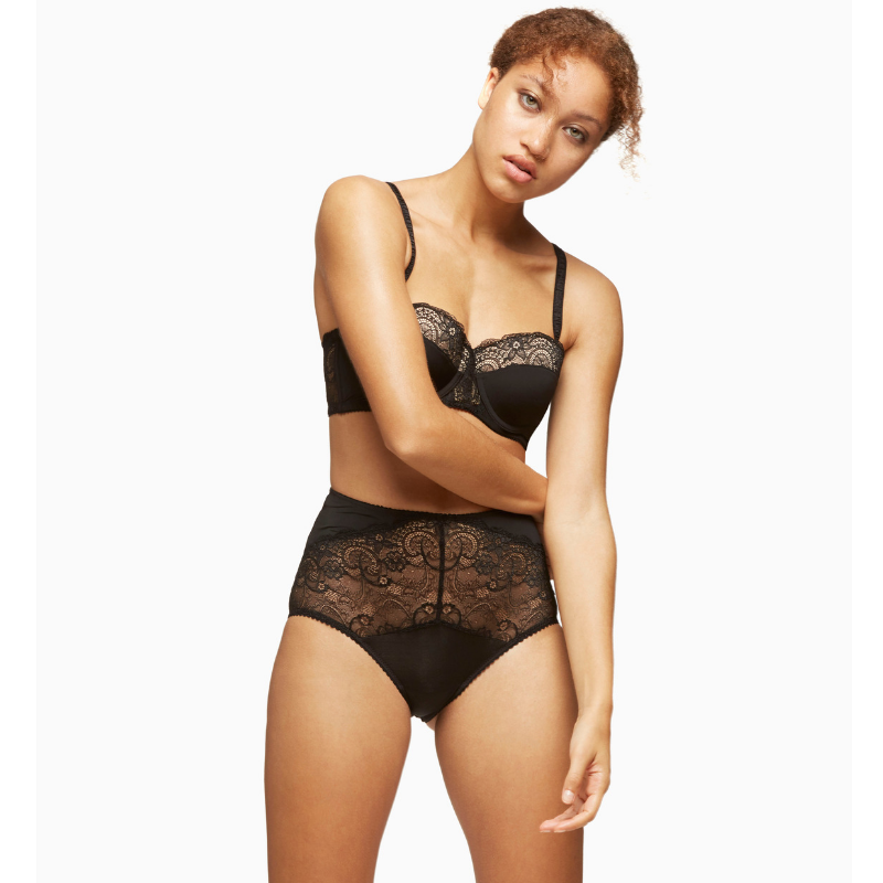 Sujetador Largo sin Tirantes con Relleno y Encaje Escape Negro | Blush Lingerie