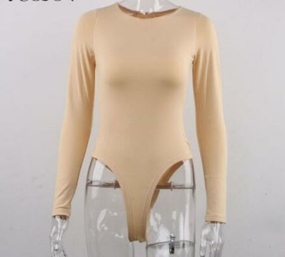 Body de manga larga con cuello redondo