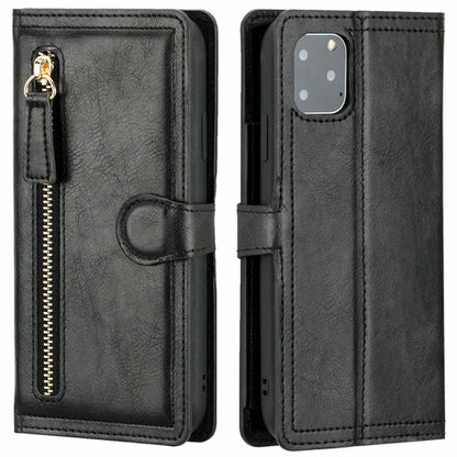 Estuche tipo cartera con cremallera y soporte de carga inalámbrica para iPhone