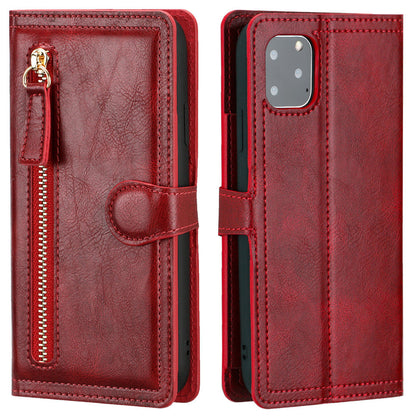 Estuche tipo cartera con cremallera y soporte de carga inalámbrica para iPhone
