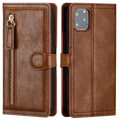 Estuche tipo cartera con cremallera y soporte de carga inalámbrica para iPhone