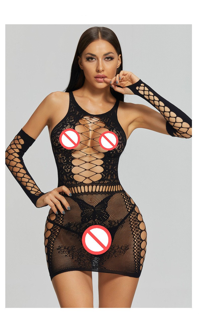 Mujer Sexy Encaje Flexible Rejilla Malla Teddy Lencería Body de Malla Lencería