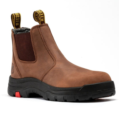 ROCKROOSTER Lumen Brown 6 pulgadas Botas de trabajo de cuero sin cordones AK224
