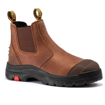 ROCKROOSTER Lumen Brown 6 pulgadas Botas de trabajo de cuero sin cordones AK224