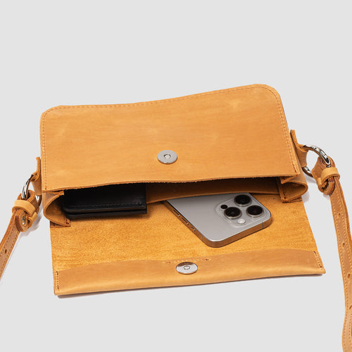 Bolso de hombro elegante de cuero (naranja)
