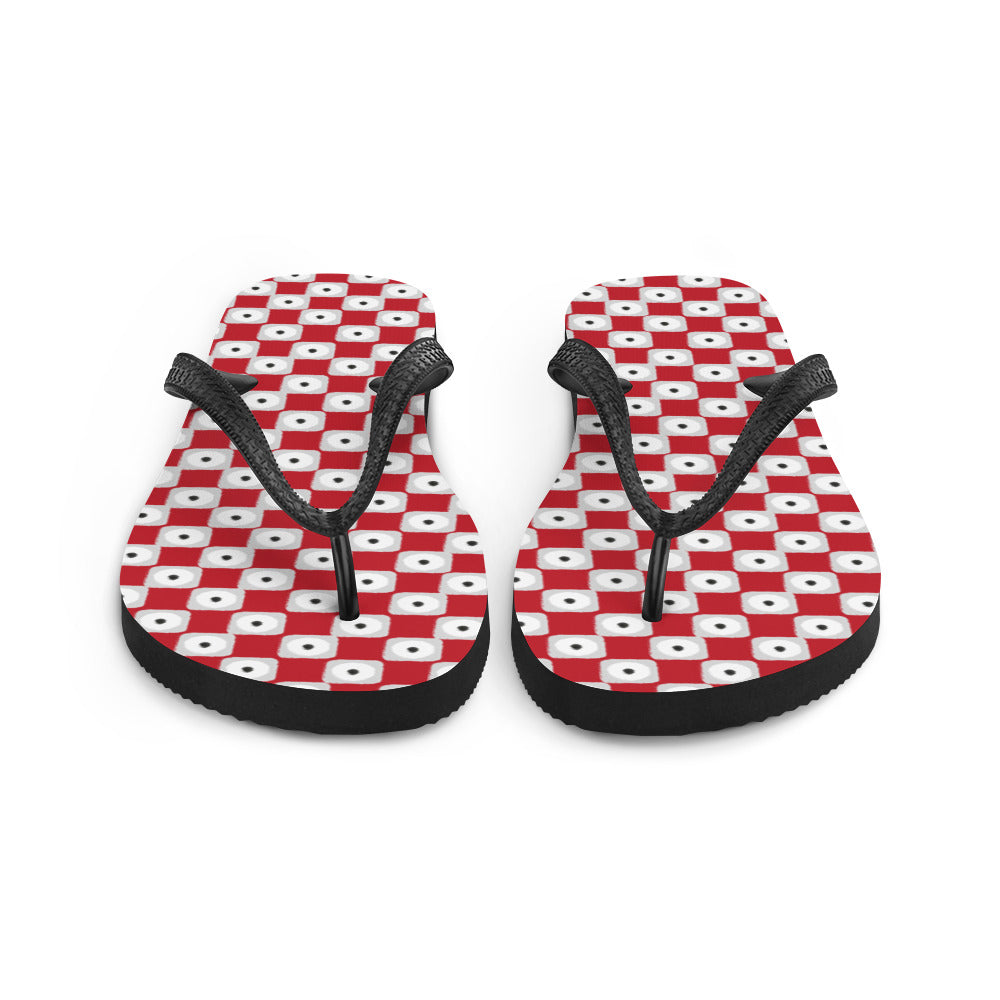Chanclas con estampado de cuadros rojos
