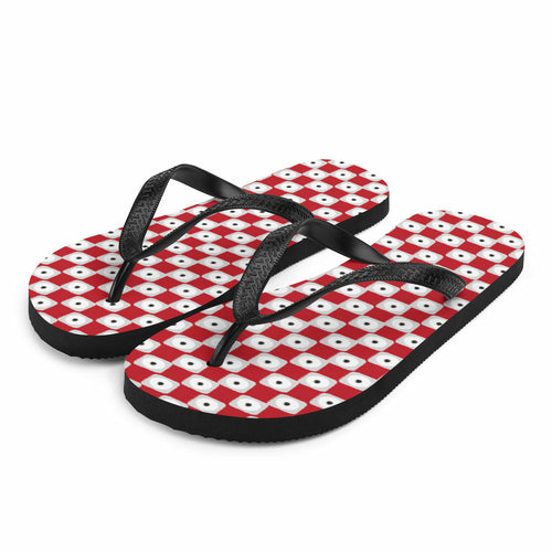 Chanclas con estampado de cuadros rojos