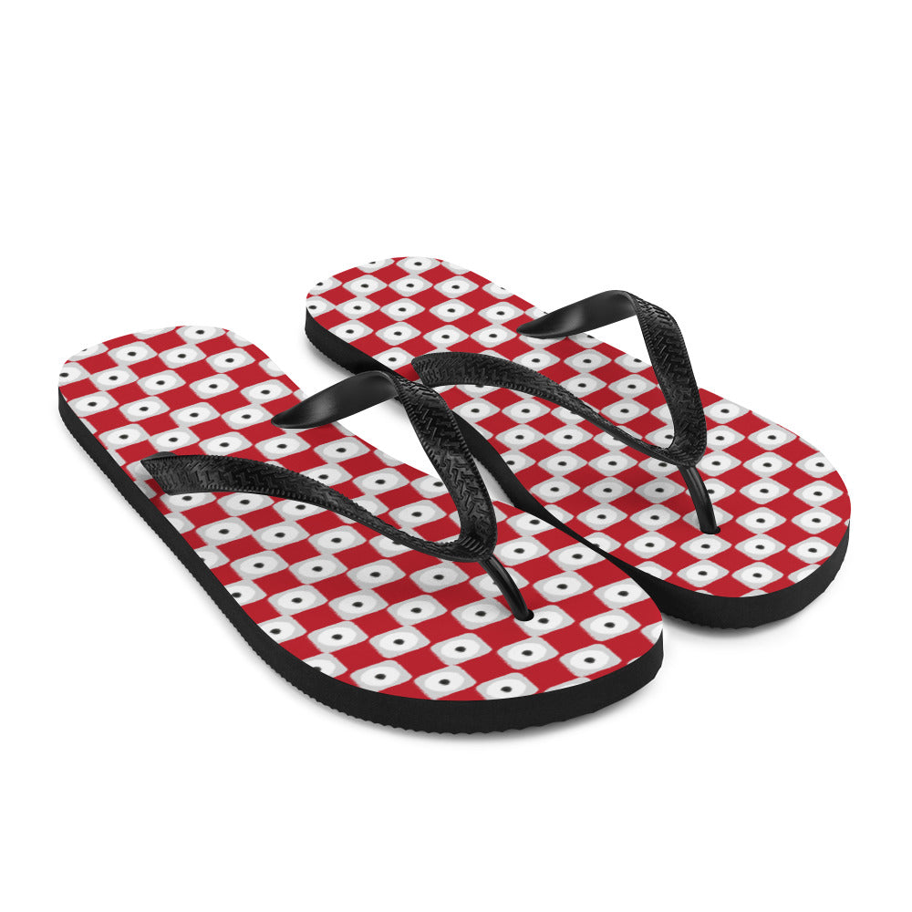 Chanclas con estampado de cuadros rojos