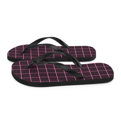 Chanclas a cuadros negras y rosas