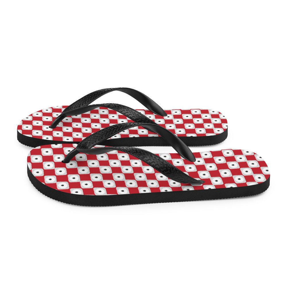 Chanclas con estampado de cuadros rojos