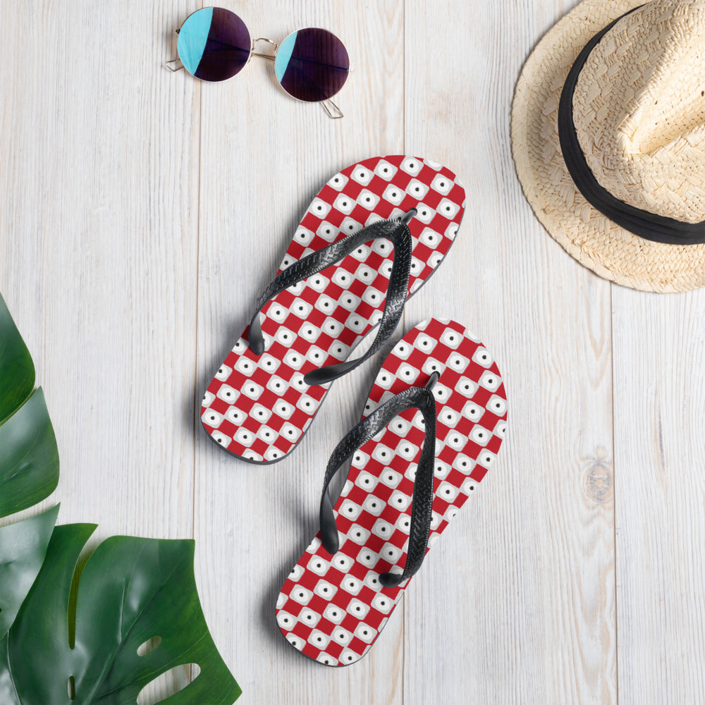 Chanclas con estampado de cuadros rojos