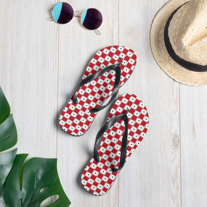 Chanclas con estampado de cuadros rojos