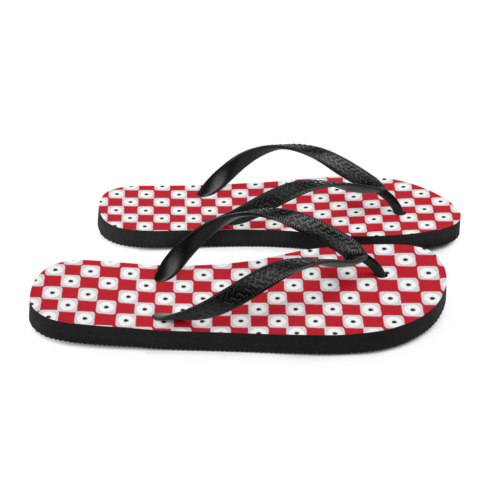 Chanclas con estampado de cuadros rojos