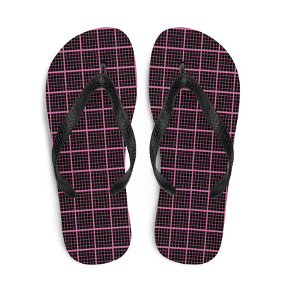 Chanclas a cuadros negras y rosas