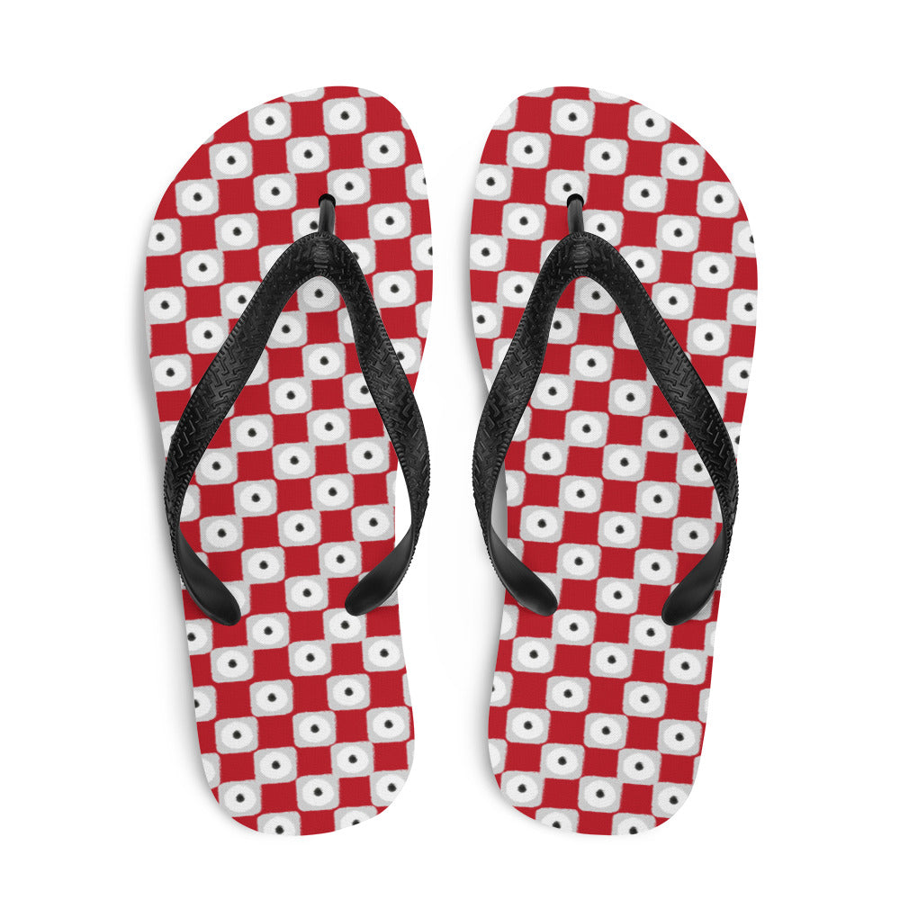 Chanclas con estampado de cuadros rojos