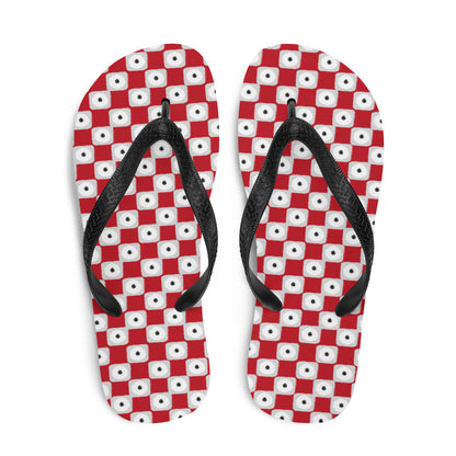 Chanclas con estampado de cuadros rojos